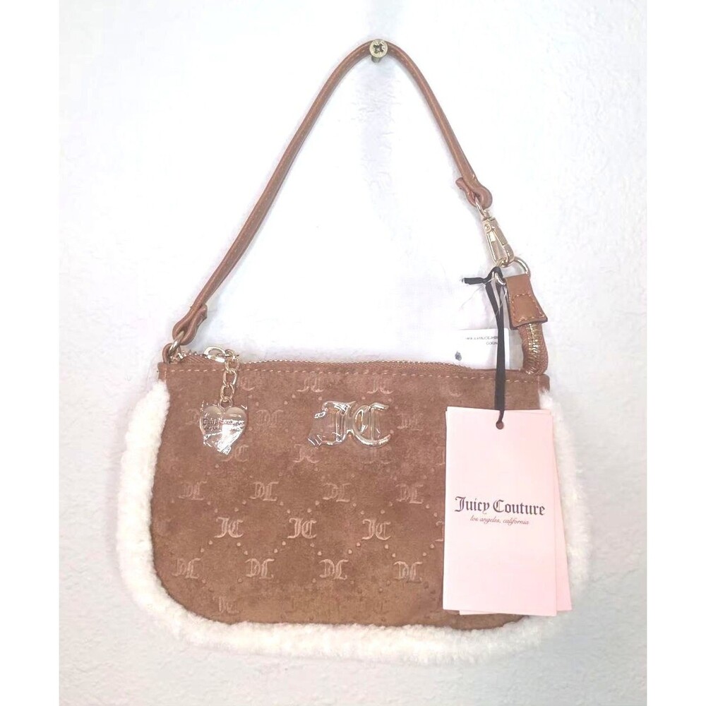 Juicy Couture Cinnamon Cozy Crew Velvet & Faux Sherpa Convertible Wristlet NWT